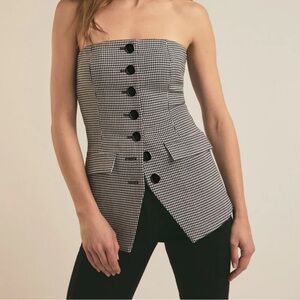 NWT Favorite Daughter THE PHOEBE BUSTIER Houndstooth Top Size 6